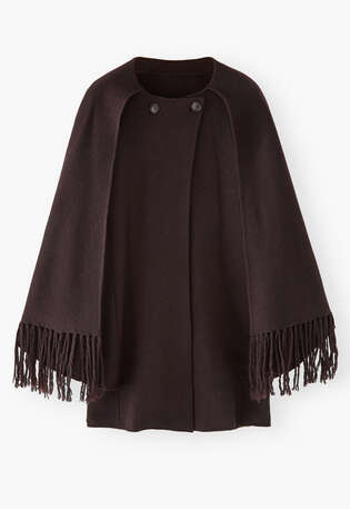 Boiled wool cape, Black coffee, webstill