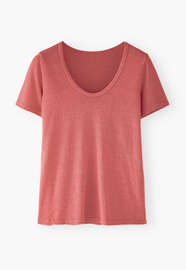 Scoop-neck T-shirt, Coral red, webstill
