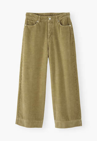 Wide-leg cord trousers, Olive, webstill
