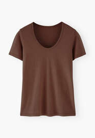 Scoop-neck T-shirt, Cedar brown, webstill