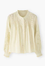 Lace pintuck blouse, Buttercream, webstill