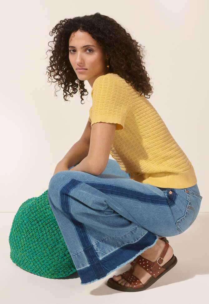 Wide-leg seam-stripe jeans, Mid vintage, completeTheLook