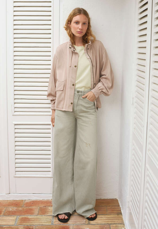 High-neck jersey jacket, Dusty pink, completeTheLook