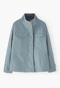 Wide cropped jacket, Stone blue, webstill