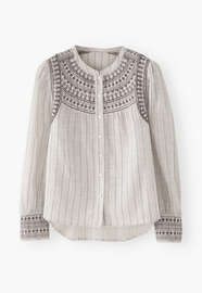 Striped embroidered blouse, Ecru, webstill