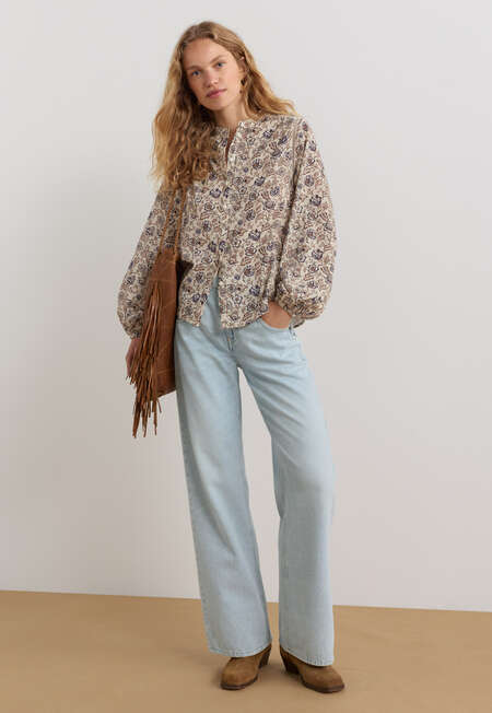 Printed blouse, Ecru fawn, completeTheLook