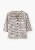 Textured striped cardigan, Off-white indigo, webstill