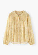 Printed lace-detail blouse, Yellow sun, webstill