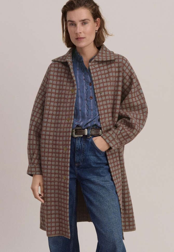 Checked jacket, Taupe burgundy, completeTheLook