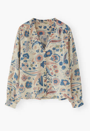 Printed blouse, Ecru denim, webstill