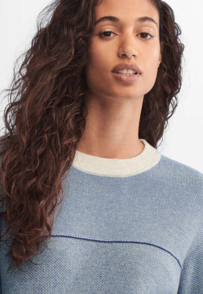 Piqu&eacute; knit sweater, Cobalt sage, completeTheLook