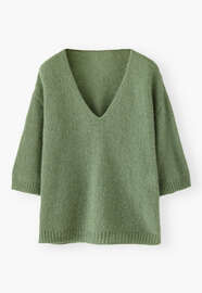 V-neck sweater, Basil green, webstill