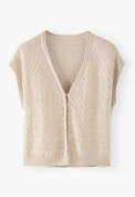 Sleeveless tuck-stitch cardigan, Ecru, webstill