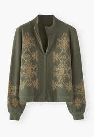 Embroidered jersey jacket, Dark green, webstill