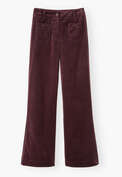 Velvet wide-leg trousers, Berry brown, webstill
