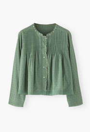 Smocked blouse, Dusty emerald, webstill
