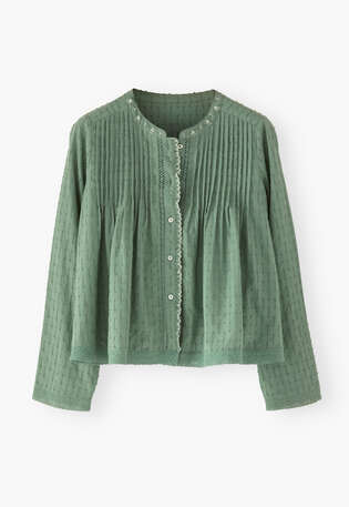 Smocked blouse, Dusty emerald, webstill