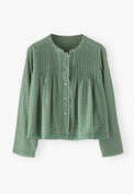 Smocked blouse, Dusty emerald, webstill