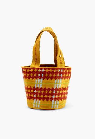 Woven small tote bag, Yellow spice, webstill