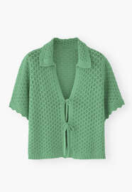 Tie-front sweater, Mantis green, webstill