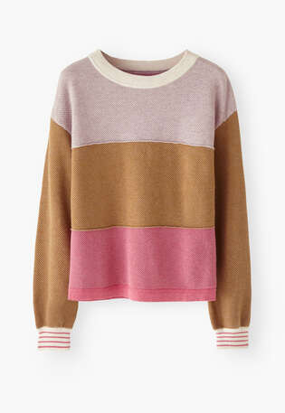 Piqu&eacute; knit sweater, Pink sunset, webstill
