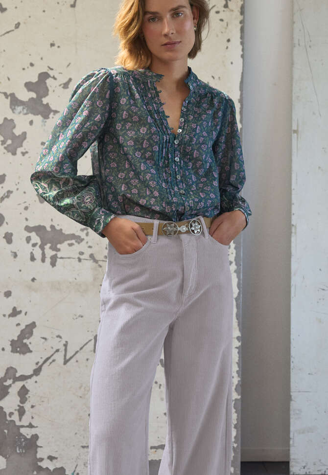 Wide-leg cord trousers, Soft lavender, completeTheLook