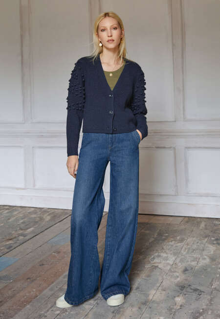 Full length wide-leg jeans, Dark wash, completeTheLook