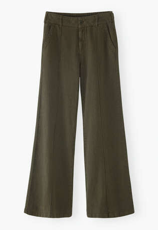 Striped wide-leg trousers, Olive indigo, webstill