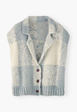 Sleeveless checked jacket, Blue stone, webstill