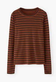 Printed striped top, Clay brown, webstill