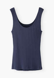 Lace-rib vest, Washed indigo, webstill