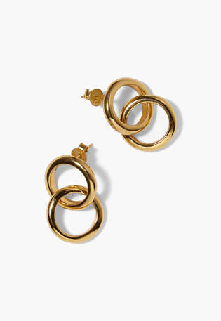 Double-hoop earrings, Gold, webstill