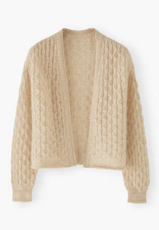 Cable-stitch cardigan, Oat, webstill