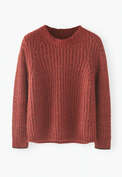Mesh-sleeve sweater, Red, webstill