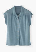 Sleeveless collared top, Stone blue, webstill