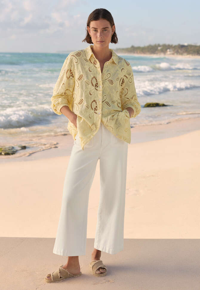 Broderie shirt, Soft lemon, completeTheLook