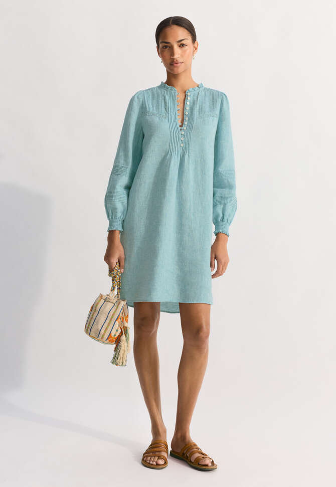 Pintuck dress, Pale ocean, completeTheLook