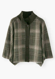 Knitted cape, Forest green, webstill