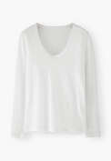 Long-sleeved scoop-neck top, White, webstill