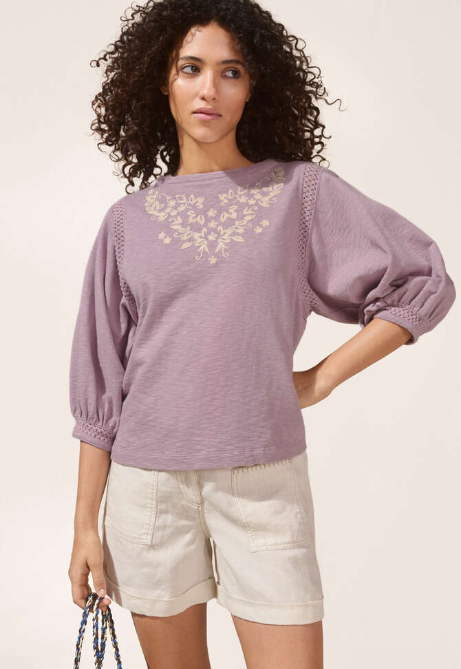 Embroidered sweatshirt, Lavender, completeTheLook