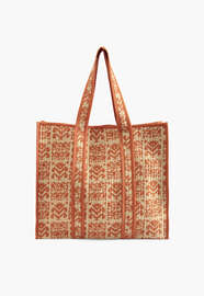 Printed quilted bag, Orange tan, webstill
