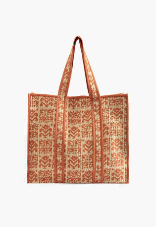 Printed quilted bag, Orange tan, webstill