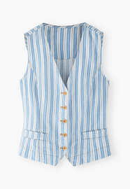 Striped waistcoat, Cornflower ivory, webstill