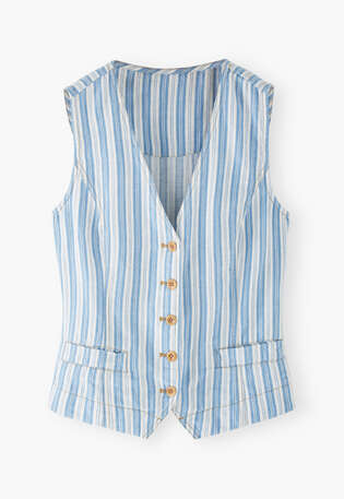 Striped waistcoat, Cornflower ivory, webstill
