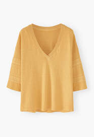 V-neck T-shirt, Sunshine yellow, webstill