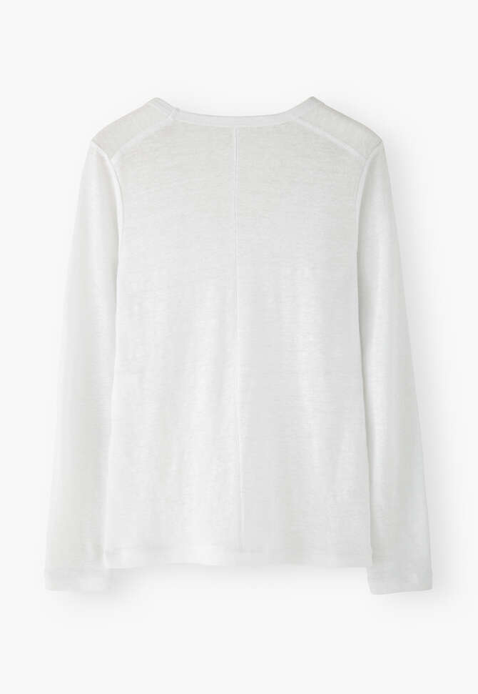 Long-sleeved scoop-neck top, White, completeTheLook