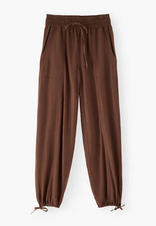 Tie-hem trousers, Dark chocolate, webstill