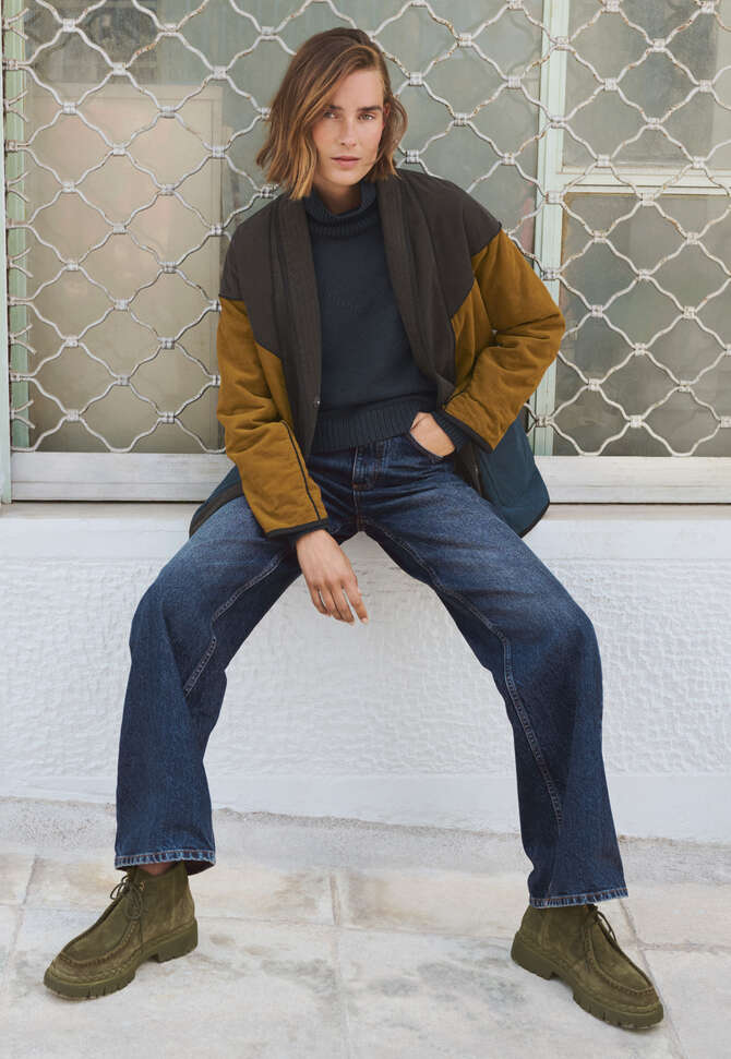 Panelled cord coat, Petrol ochre, completeTheLook