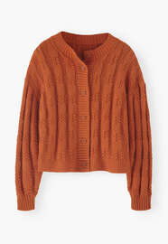 Cable-knit cardigan, Red orange, webstill