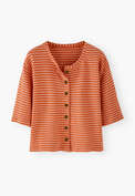 Textured striped cardigan, Orange ivory, webstill